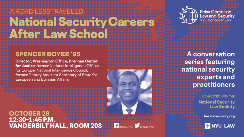 E-sign for Spencer Boyer Career Talk, October 29, 12:30-1:45PM, Vanderbilt Hall 208