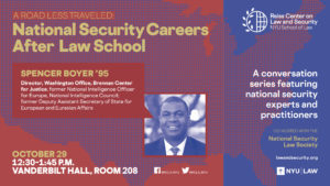 E-sign for Spencer Boyer Career Talk, October 29, 12:30-1:45PM, Vanderbilt Hall 208